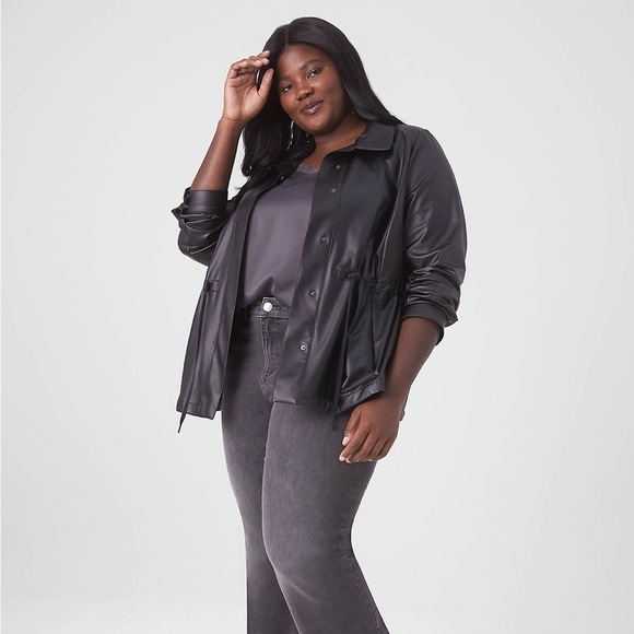Lane Bryant Faux Leather Shirt Jacket Black  Size 14 NWT - Picture 14 of 14